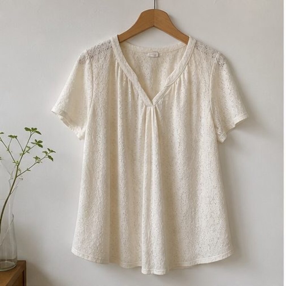 Cream Tie Neck Blouse
